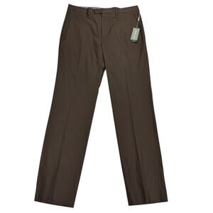 Michael Kors Mens Marvin Classic Fit Stretch Solid Pants Tobacco Brown 34x34